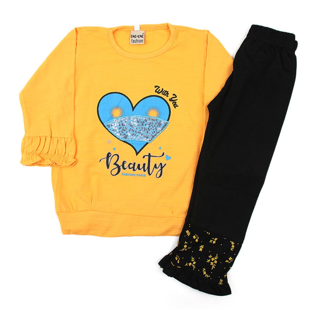 Girl Full Sleeves Tight Suit - Yellow, Girls Suits, Chase Value, Chase Value