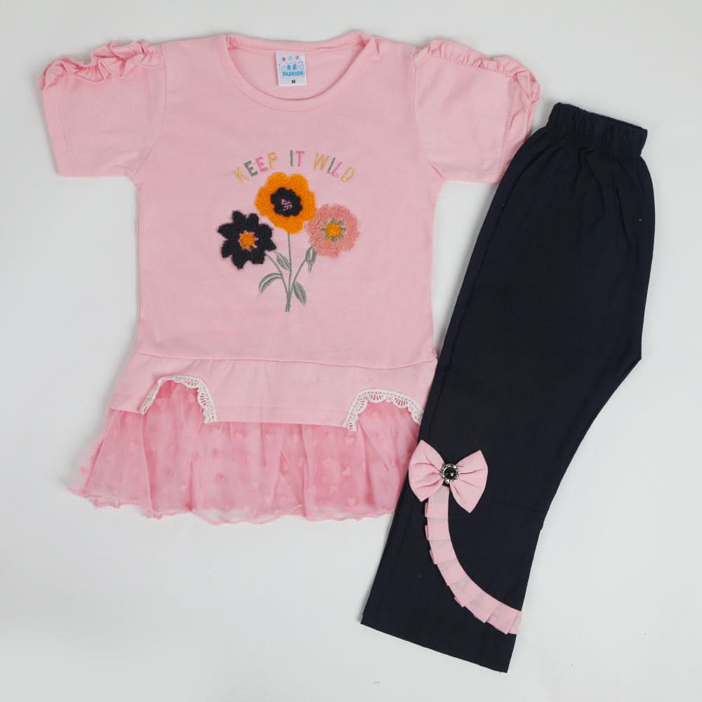 Girls Half Sleeves Suit - Pink, Girls Suits, Chase Value, Chase Value