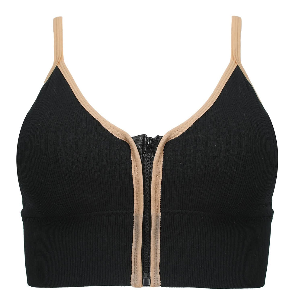 Women's Sport Zip Bra - Black, Women Bras, Chase Value, Chase Value
