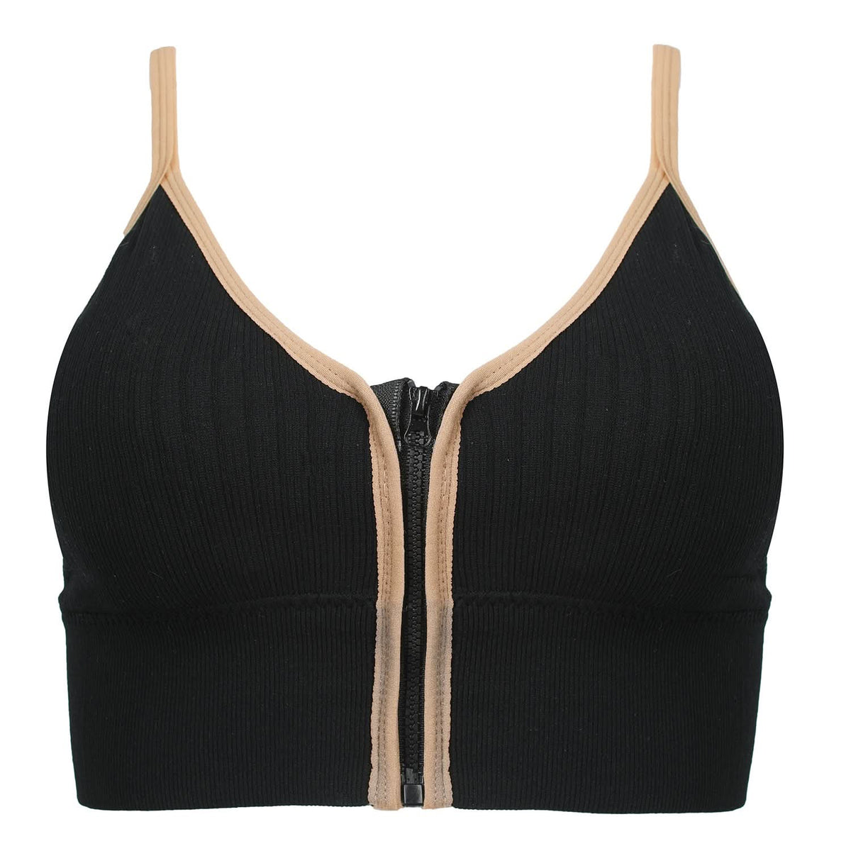 Women's Sport Zip Bra - Black, Women Bras, Chase Value, Chase Value