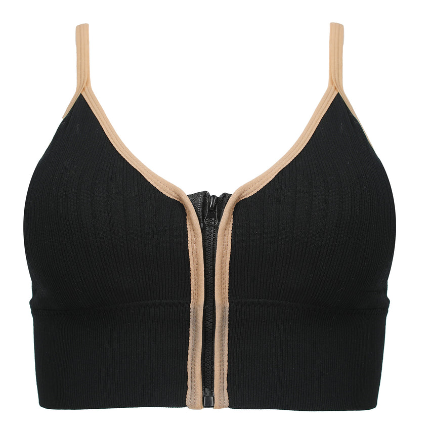 Women's Sport Zip Bra - Black