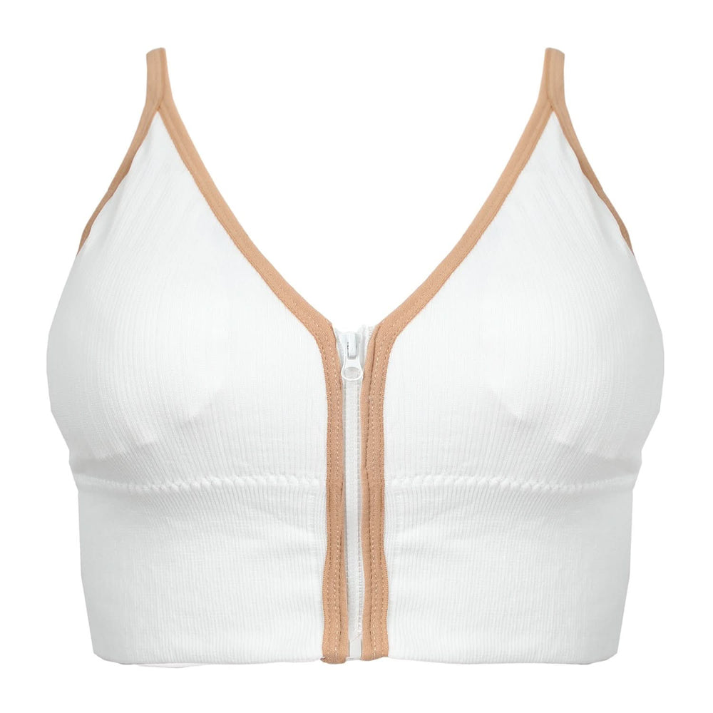 Women's Sport Zip Bra - White, Women Sports Bra, Chase Value, Chase Value