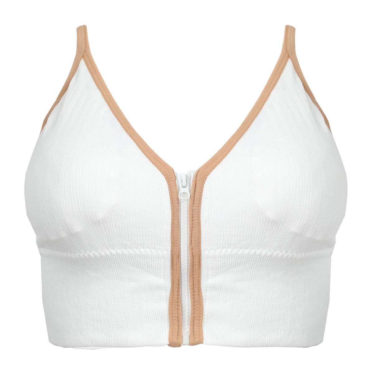 Women's Sport Zip Bra - White, Women Sports Bra, Chase Value, Chase Value