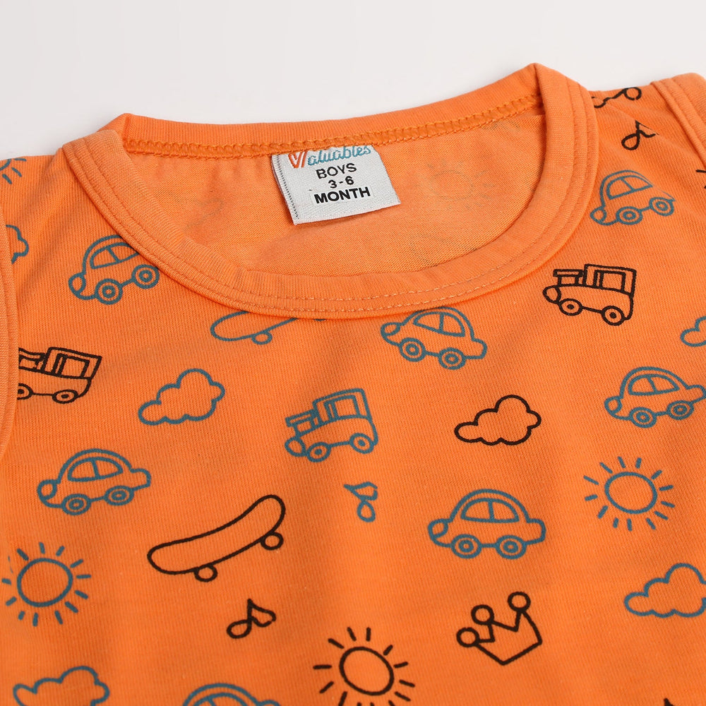 Newborn Boys Sando - Orange, Newborn Boys Shirts & T-Shirts, Chase Value, Chase Value