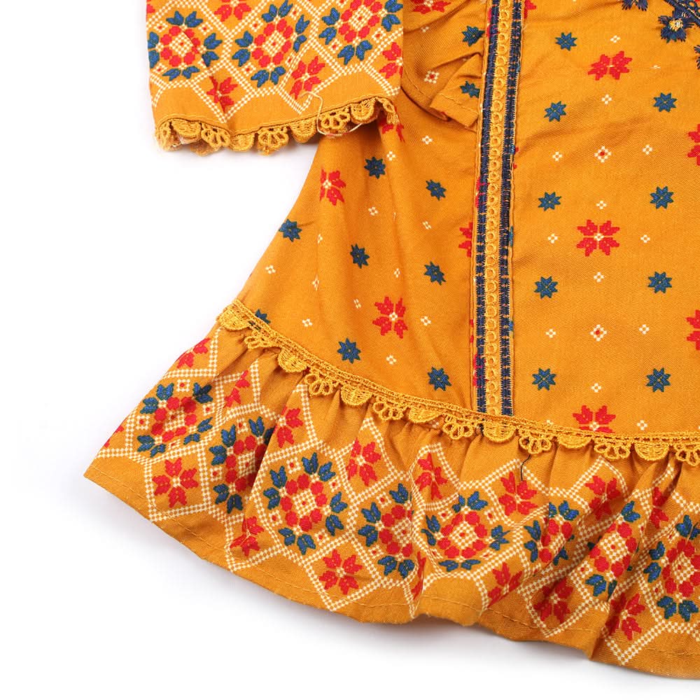 Girl Embroidered Shalwar Suit - Mustard, Girls Shalwar Kameez, Chase Value, Chase Value