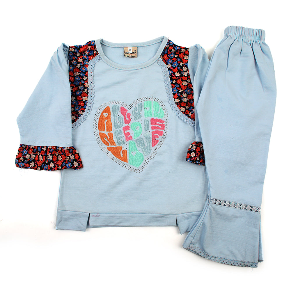 Girl Full Sleeves Tight Suit - Sky Blue, Girls Suits, Chase Value, Chase Value