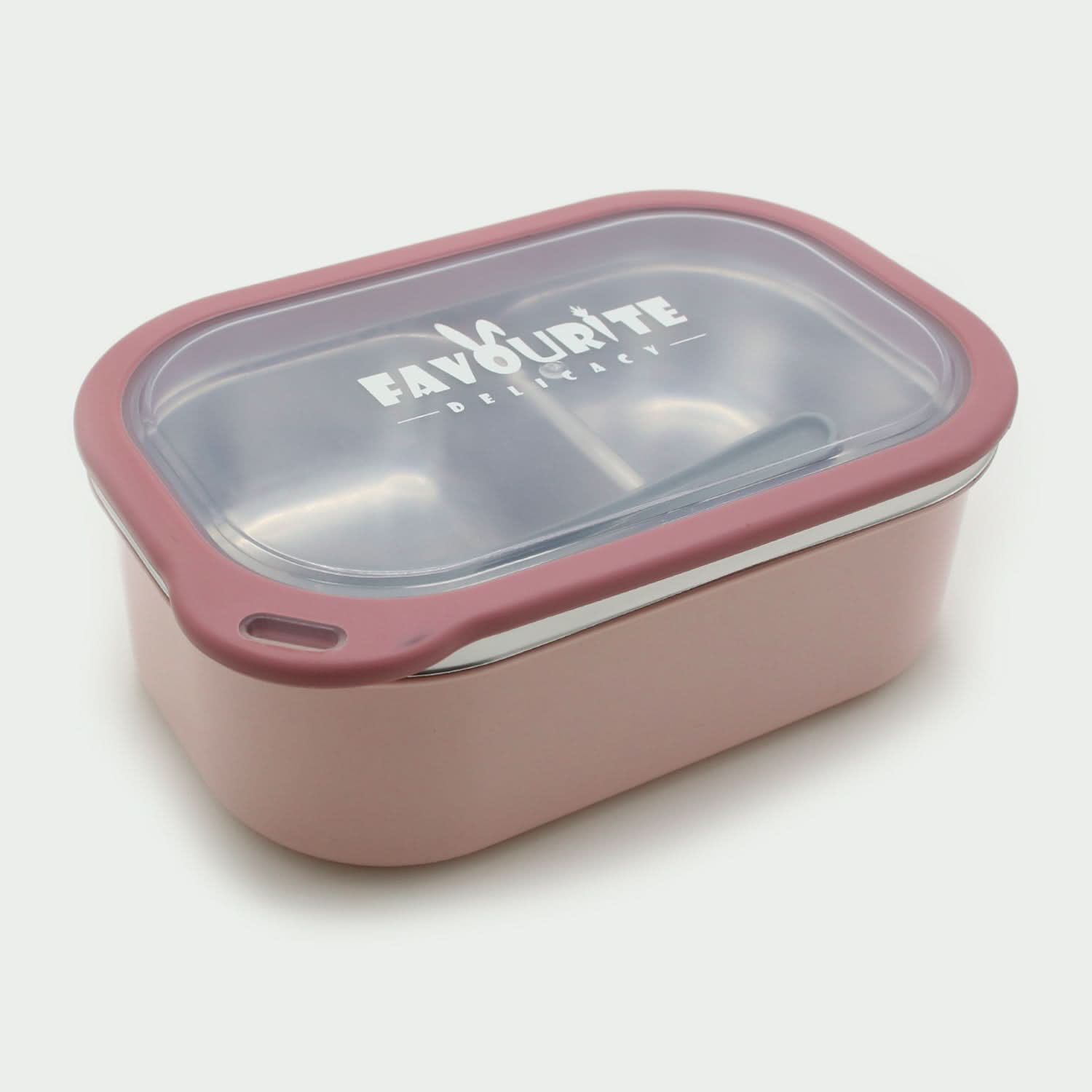 Lunch Box With Spoon- Pink, Tiffin Boxes & Bottles, Chase Value, Chase Value