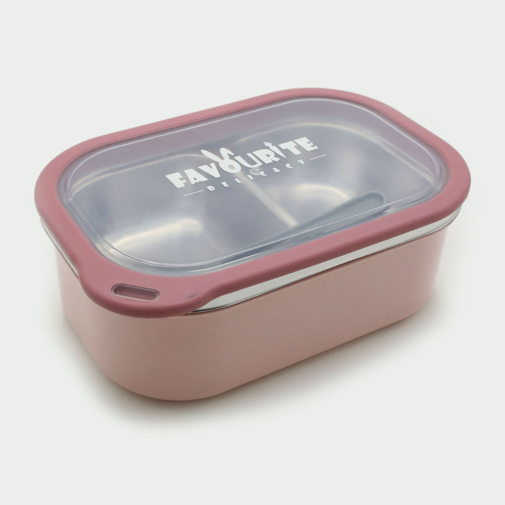 Lunch Box With Spoon- Pink, Tiffin Boxes & Bottles, Chase Value, Chase Value