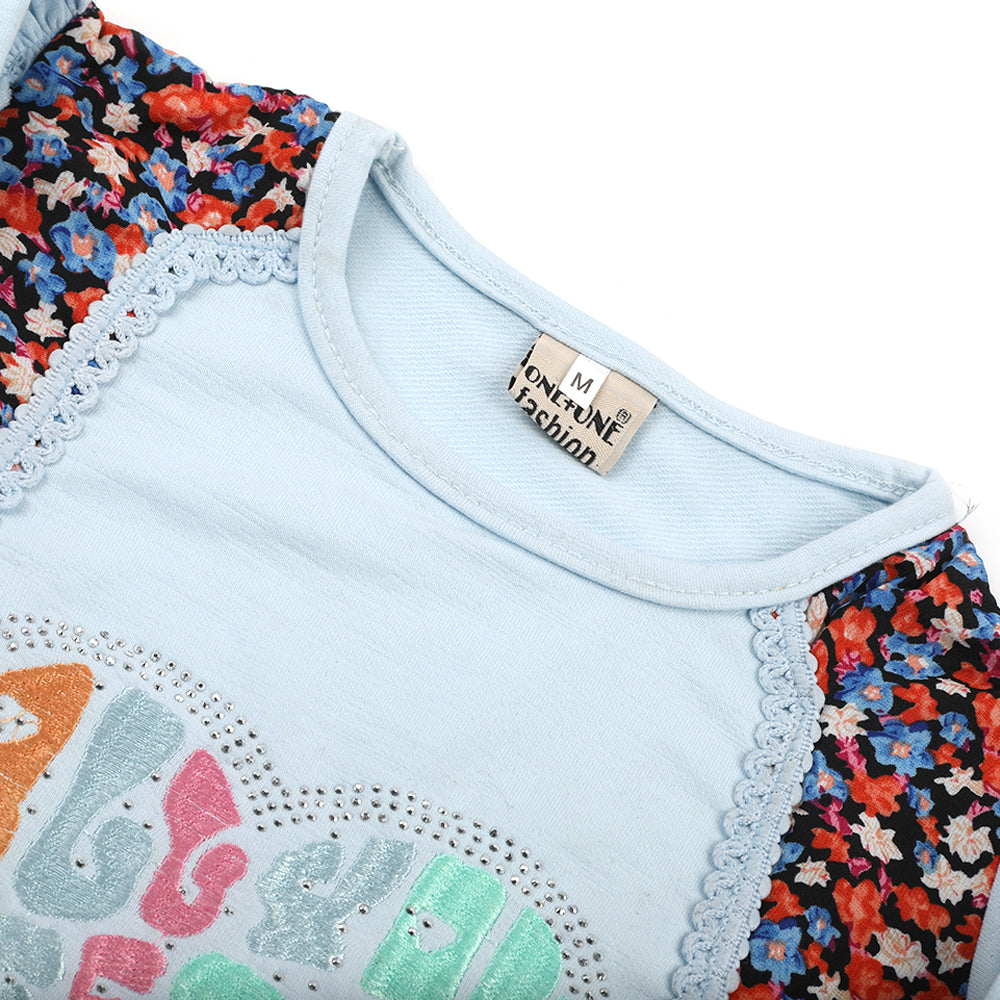 Girl Full Sleeves Tight Suit - Sky Blue, Girls Suits, Chase Value, Chase Value