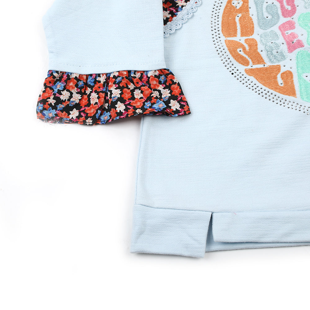 Girl Full Sleeves Tight Suit - Sky Blue, Girls Suits, Chase Value, Chase Value