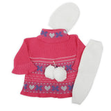 Newborn Girls Full Sleeves Sweater Suit - Pink, Newborn Girls Sets & Suits, Chase Value, Chase Value
