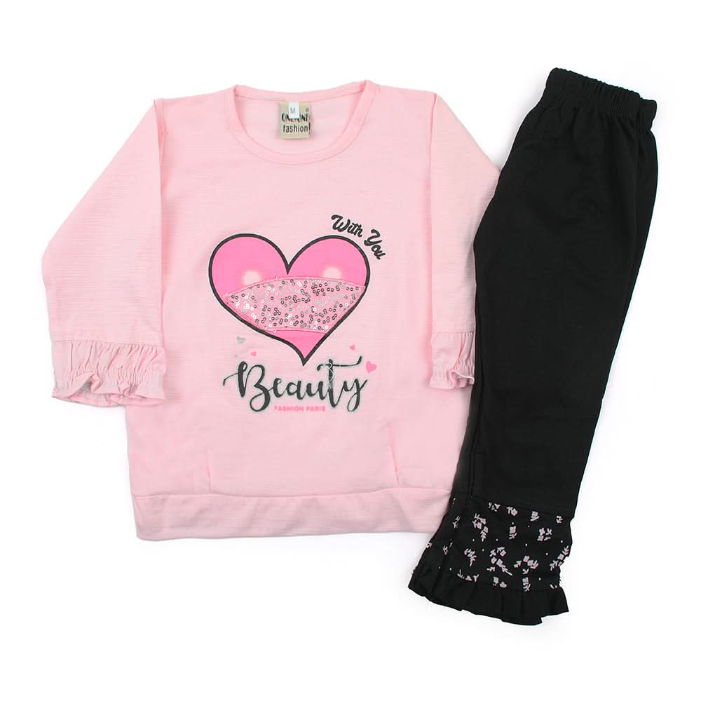 Girl Full Sleeves Tight Suit - Baby Pink, Girls Suits, Chase Value, Chase Value