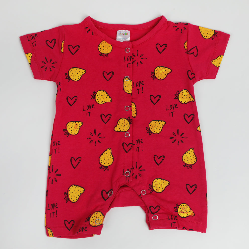 Newborn Girls Romper 1Pcs - Dark Pink, Newborn Girls Rompers, Chase Value, Chase Value