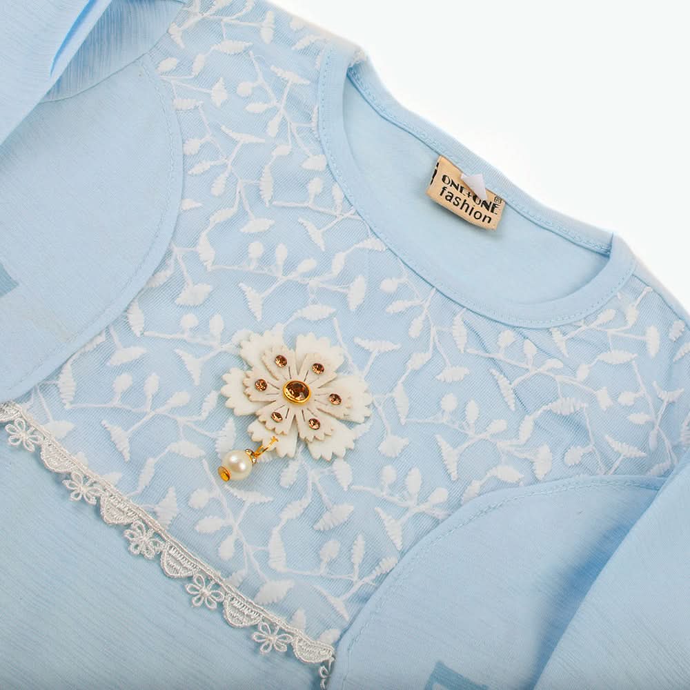 Girl Full Sleeves Tight Suit - Sky Blue, Girls Suits, Chase Value, Chase Value