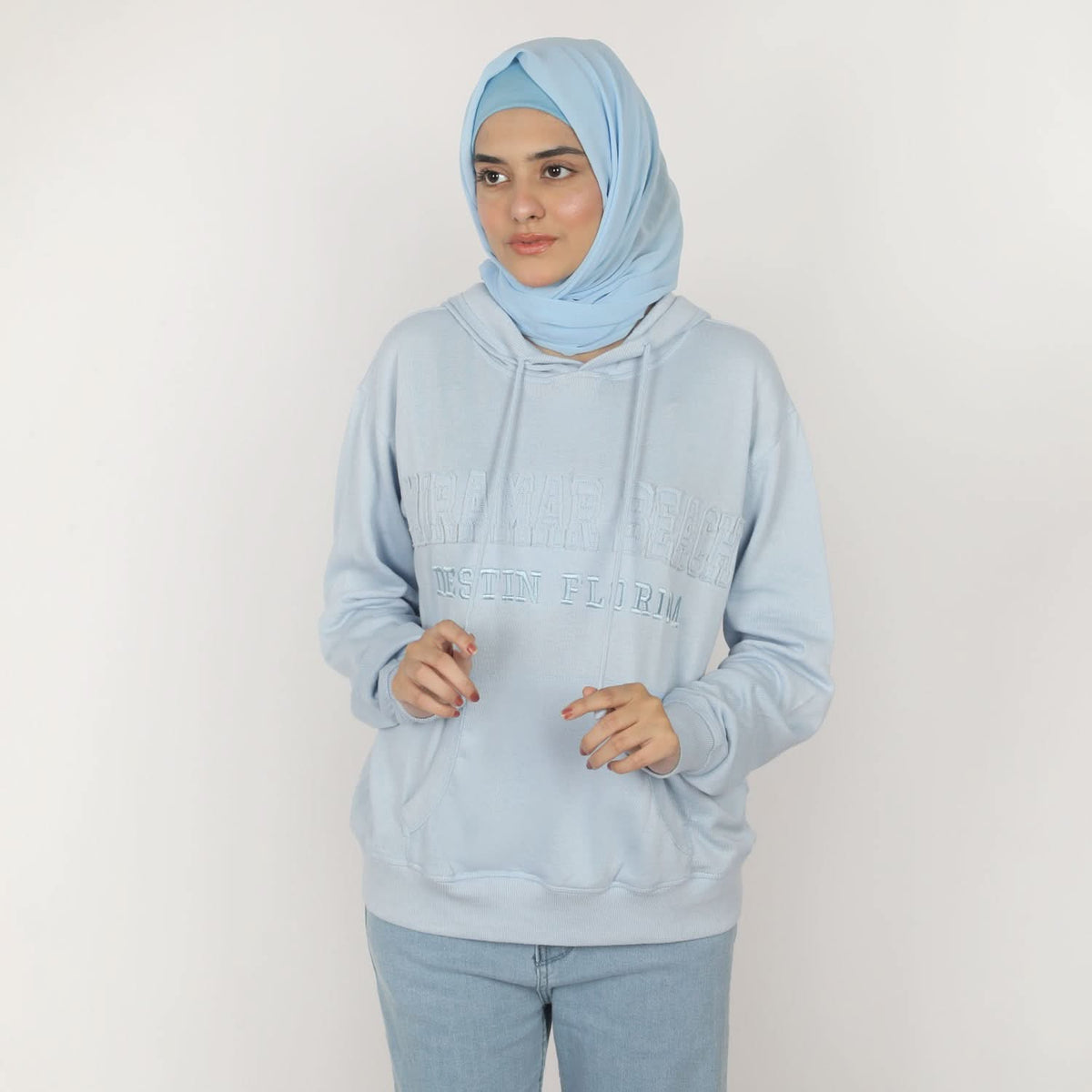 Women's Full Sleeves Hoodie Jacket - Sky Blue, Women Sweatshirts & Hoodies, Chase Value, Chase Value