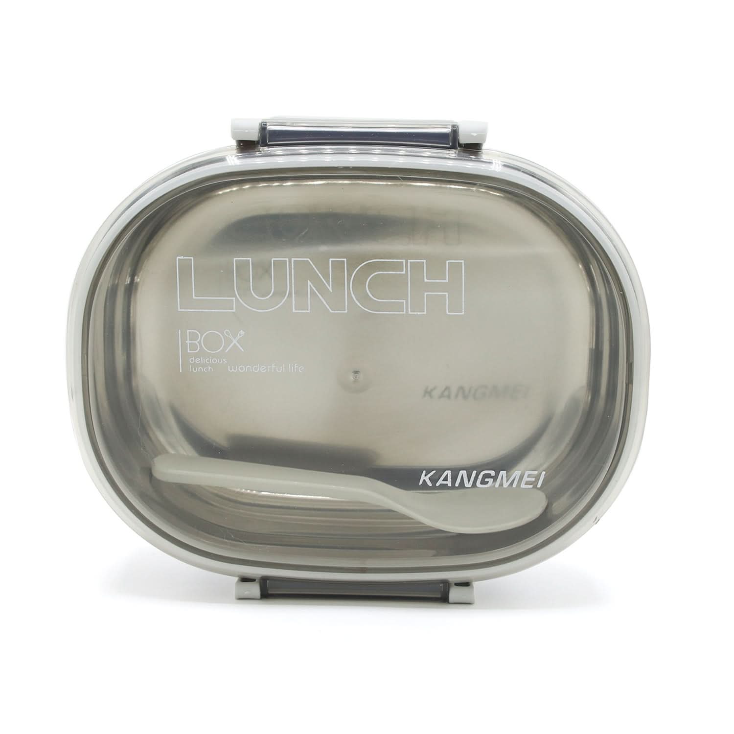 Lunch Box With Spoon - Dark Grey, Tiffin Boxes & Bottles, Chase Value, Chase Value