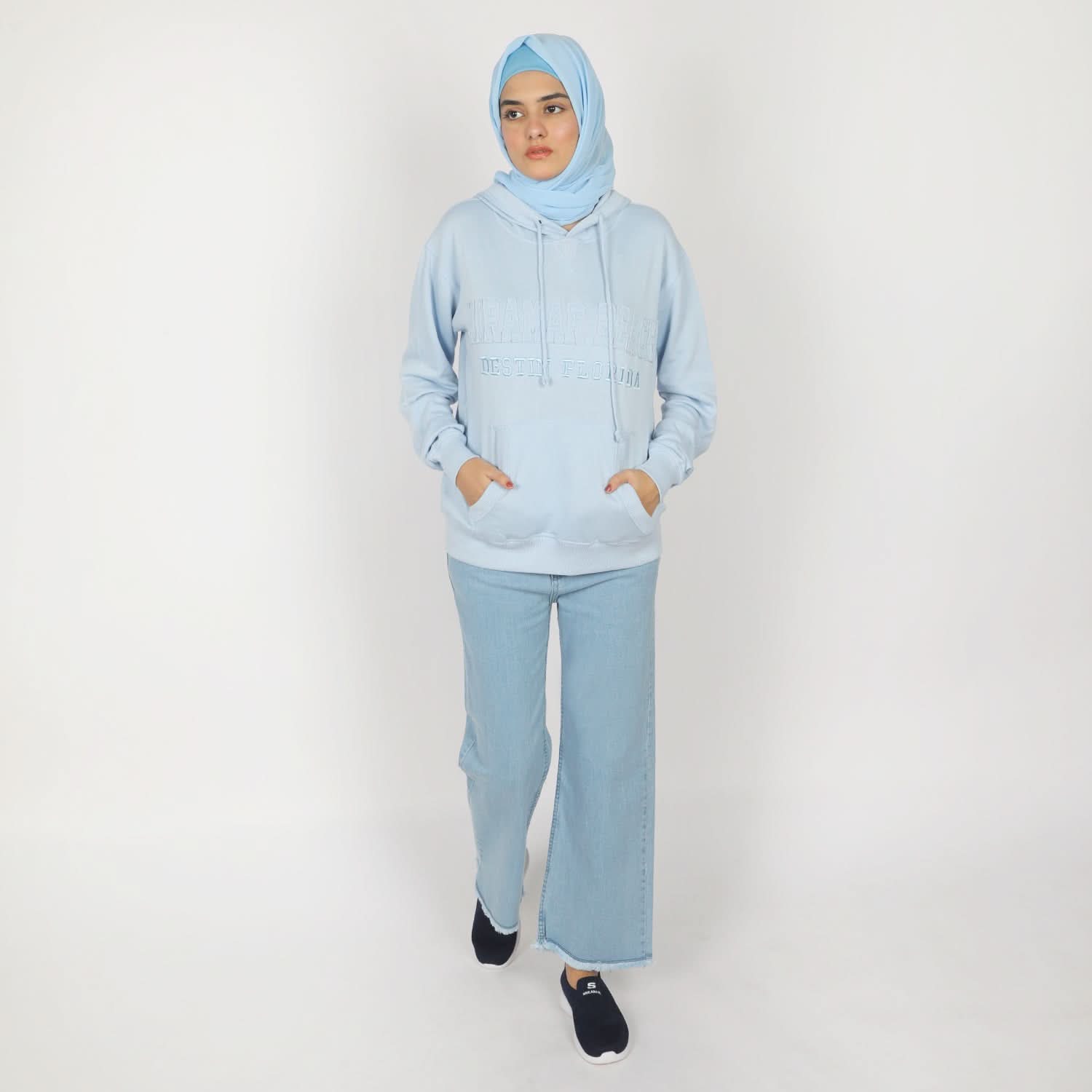 Women's Full Sleeves Hoodie Jacket - Sky Blue, Women Sweatshirts & Hoodies, Chase Value, Chase Value