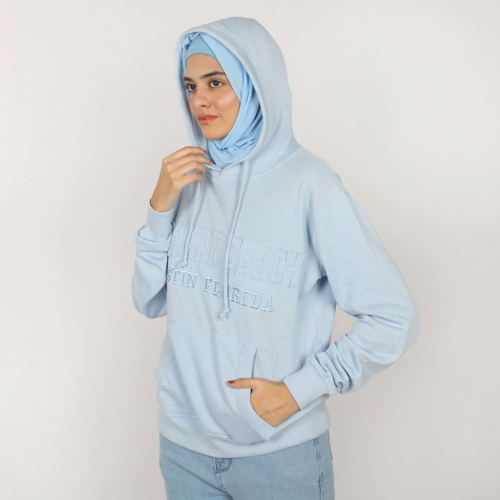 Women's Full Sleeves Hoodie Jacket - Sky Blue, Women Sweatshirts & Hoodies, Chase Value, Chase Value