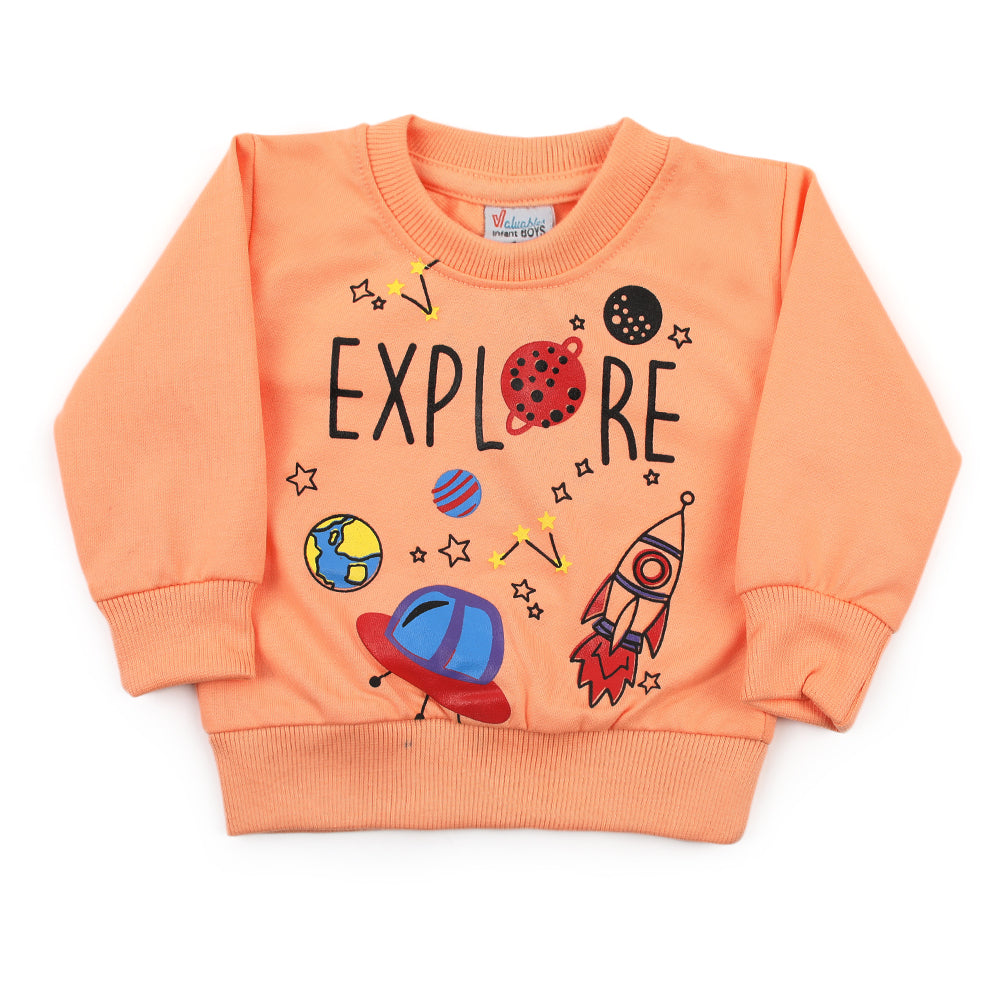 Newborn Boys Full Sleeves T-shirt - Peach, Newborn Boys Shirts & T-Shirts, Chase Value, Chase Value