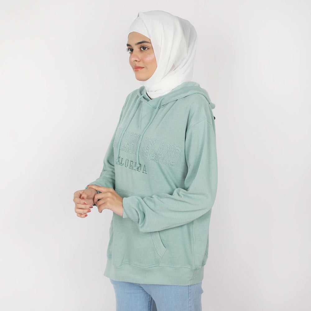 Women's Full Sleeves Hoodie Jacket - Sea Green, Women Sweatshirts & Hoodies, Chase Value, Chase Value