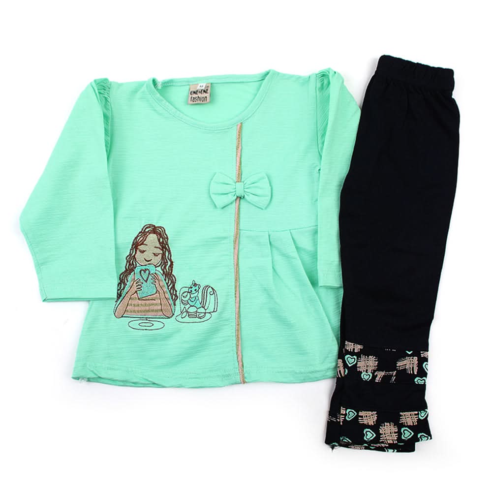 Girl Full Sleeves Tight Suit - Light Green, Girls Suits, Chase Value, Chase Value