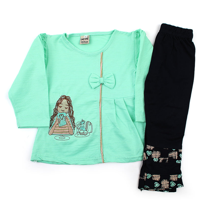 Girl Full Sleeves Tight Suit - Light Green