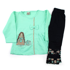 Girl Full Sleeves Tight Suit - Light Green
