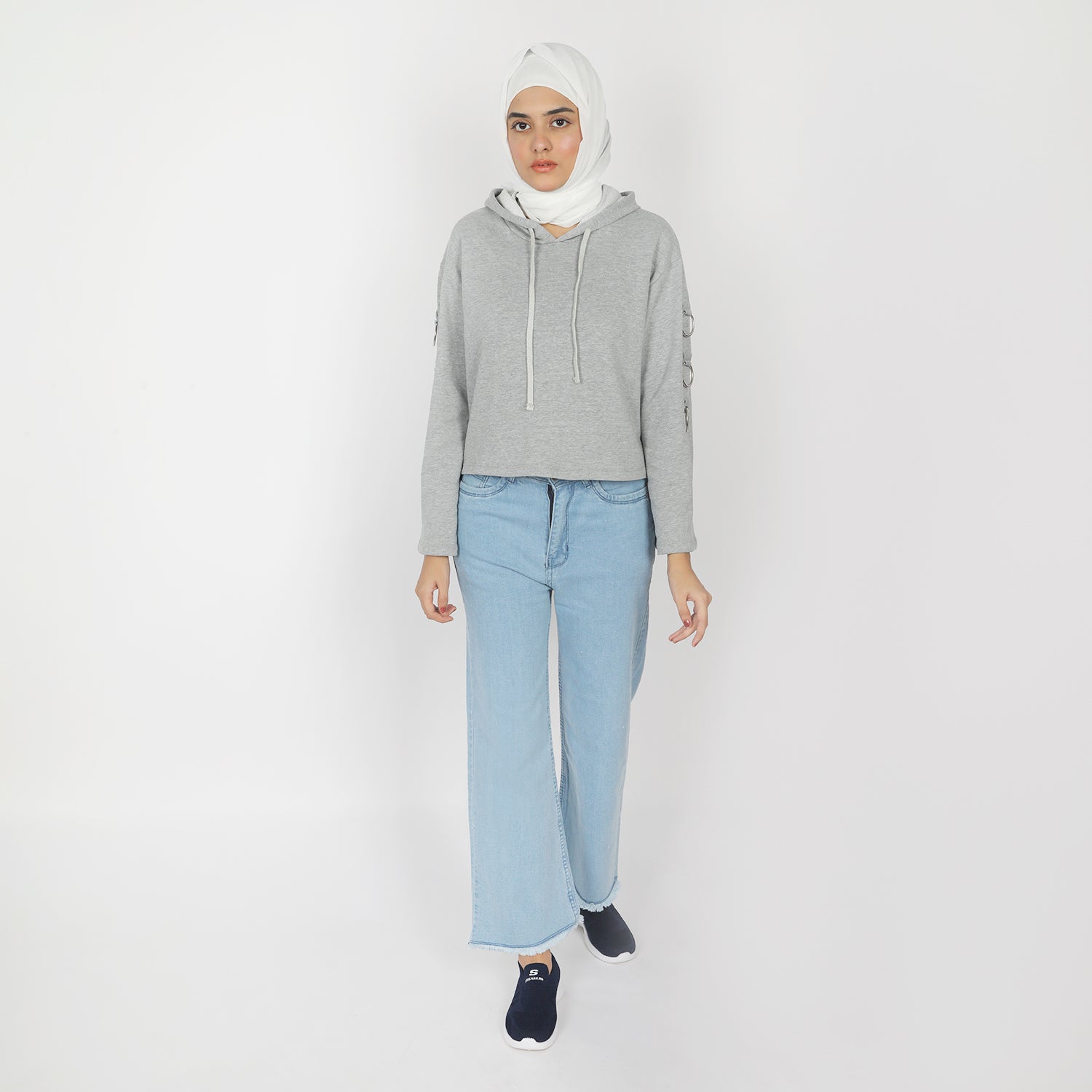 Women's Full Sleeves Hoodie Jacket - Grey, Women Sweatshirts & Hoodies, Chase Value, Chase Value