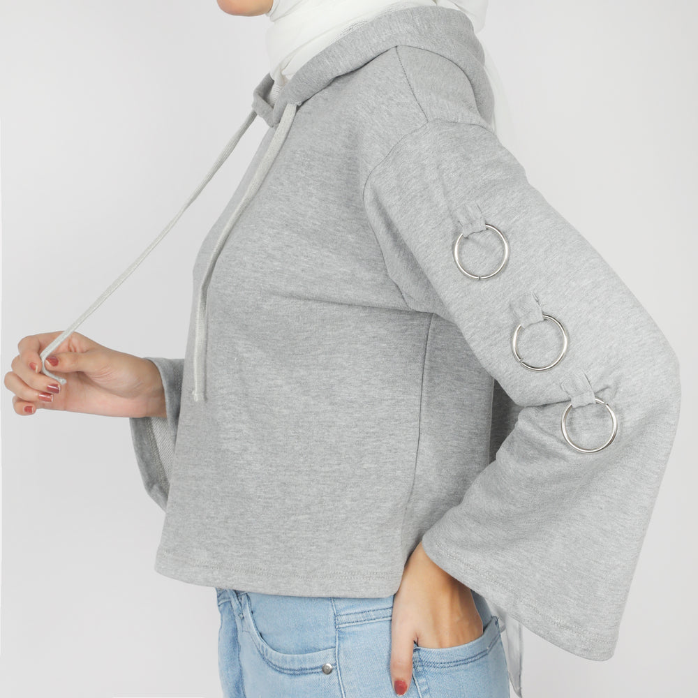 Women's Full Sleeves Hoodie Jacket - Grey, Women Sweatshirts & Hoodies, Chase Value, Chase Value