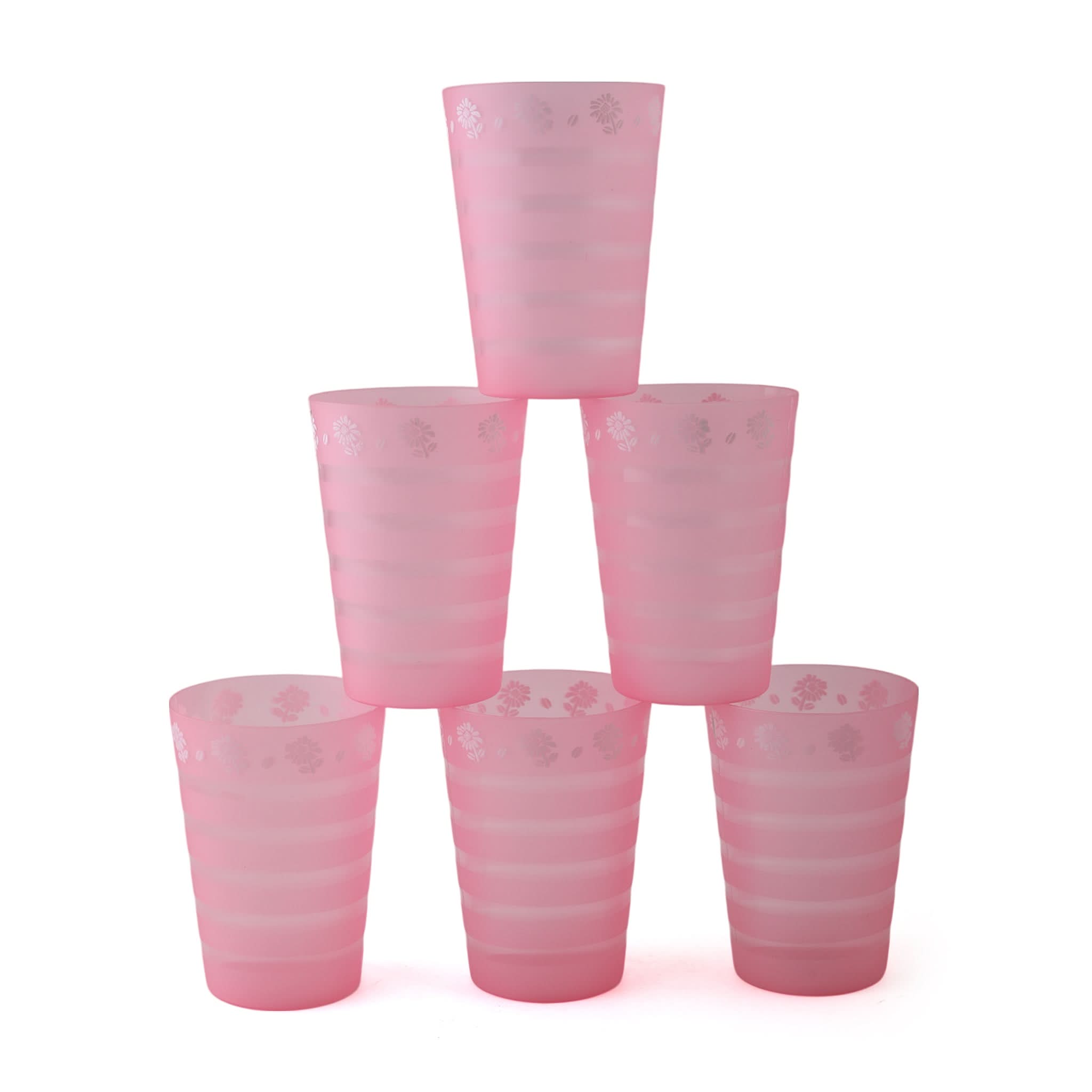 Plastic Flower Glass Pack Of 6, Jug & Glasses, Chase Value, Chase Value
