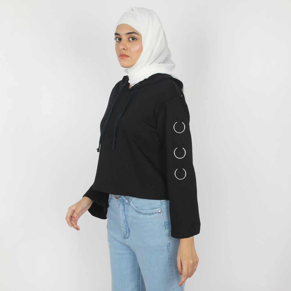 Women's Full Sleeves Hoodie Jacket - Black, Women Sweatshirts & Hoodies, Chase Value, Chase Value