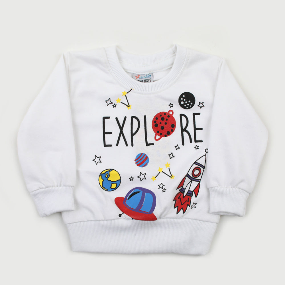 Newborn Boys Full Sleeves T-shirt - White, Newborn Boys Shirts & T-Shirts, Chase Value, Chase Value