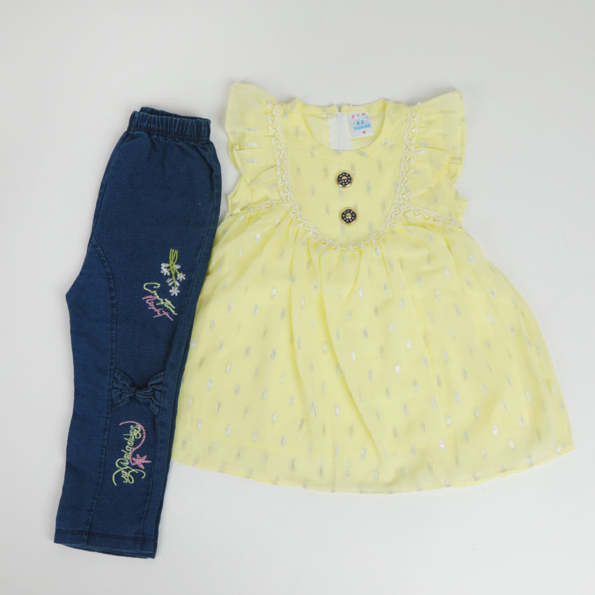 Girls Pant Suit - Lemon