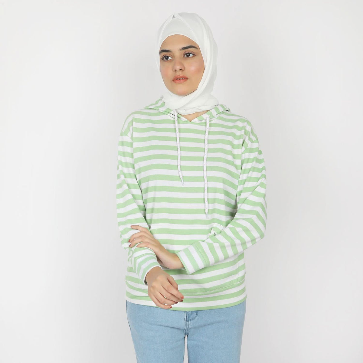 Women's Full Sleeves Hoodie Jacket - Light Green, Women Jackets, Chase Value, Chase Value