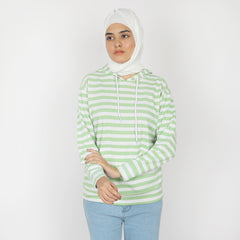 Women's Full Sleeves Hoodie Jacket - Light Green