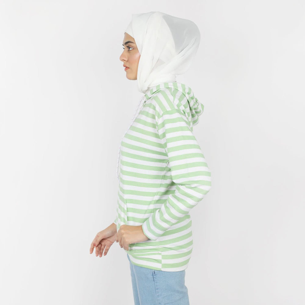 Women's Full Sleeves Hoodie Jacket - Light Green, Women Jackets, Chase Value, Chase Value