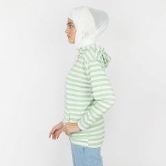 Women's Full Sleeves Hoodie Jacket - Light Green