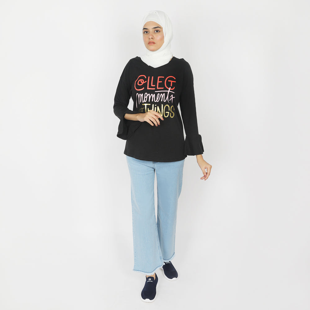 Women's Full Sleeves Top - Black, Women T-Shirts & Tops, Chase Value, Chase Value