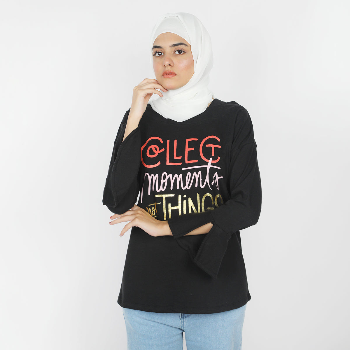 Women's Full Sleeves Top - Black, Women T-Shirts & Tops, Chase Value, Chase Value