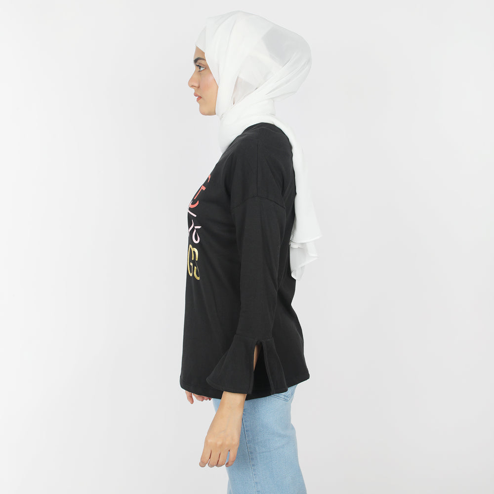 Women's Full Sleeves Top - Black, Women T-Shirts & Tops, Chase Value, Chase Value