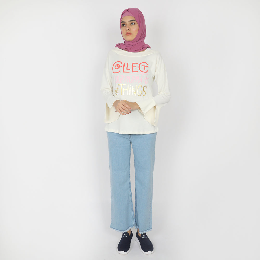 Women's Full Sleeves Top - Cream, Women T-Shirts & Tops, Chase Value, Chase Value