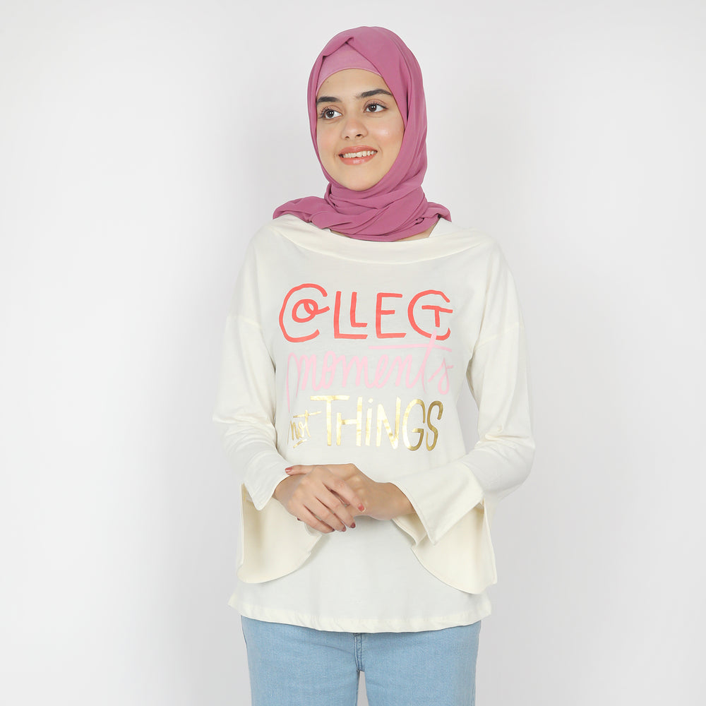 Women's Full Sleeves Top - Cream, Women T-Shirts & Tops, Chase Value, Chase Value