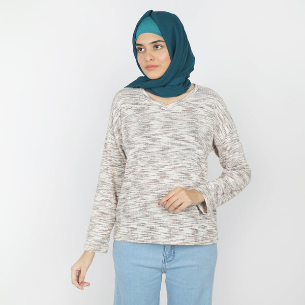 Women's Full Sleeves Fancy Top - Light Brown