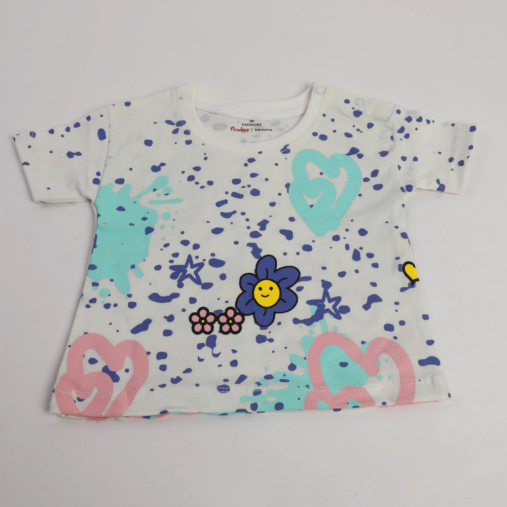 Eminent Newborn Girls Half Sleeves T-Shirt - Off White, Newborn Girls T-Shirts, Eminent, Chase Value