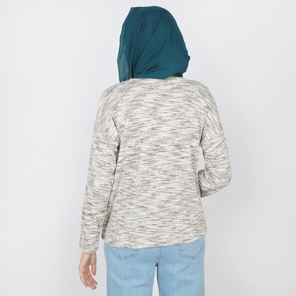 Women's Full Sleeves Fancy Top - Light Brown