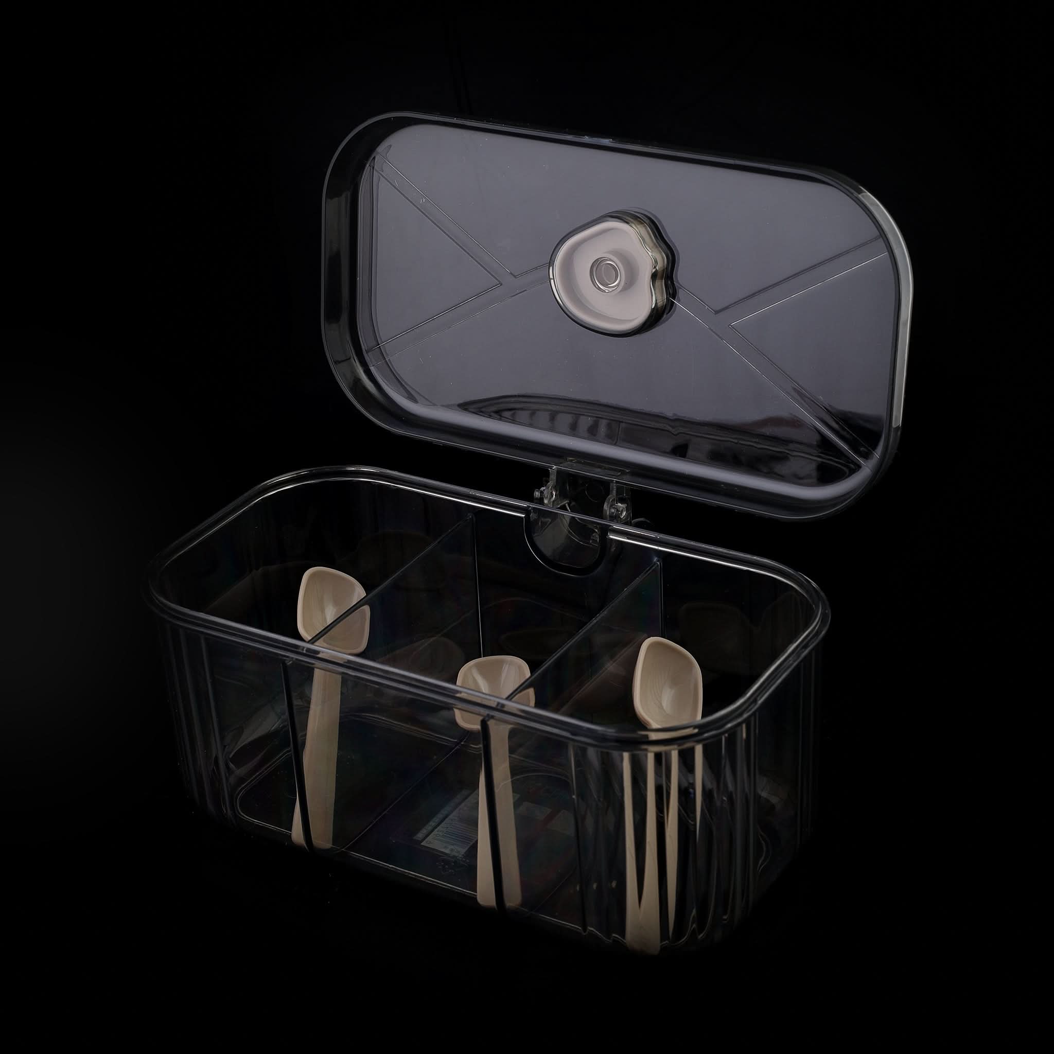Spice Box 4 Section Square Shape - Grey, Spice Boxes, Chase Value, Chase Value