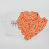 Girls Full Sleeves 3pcs Suit - Peach, Girls Suits, Chase Value, Chase Value