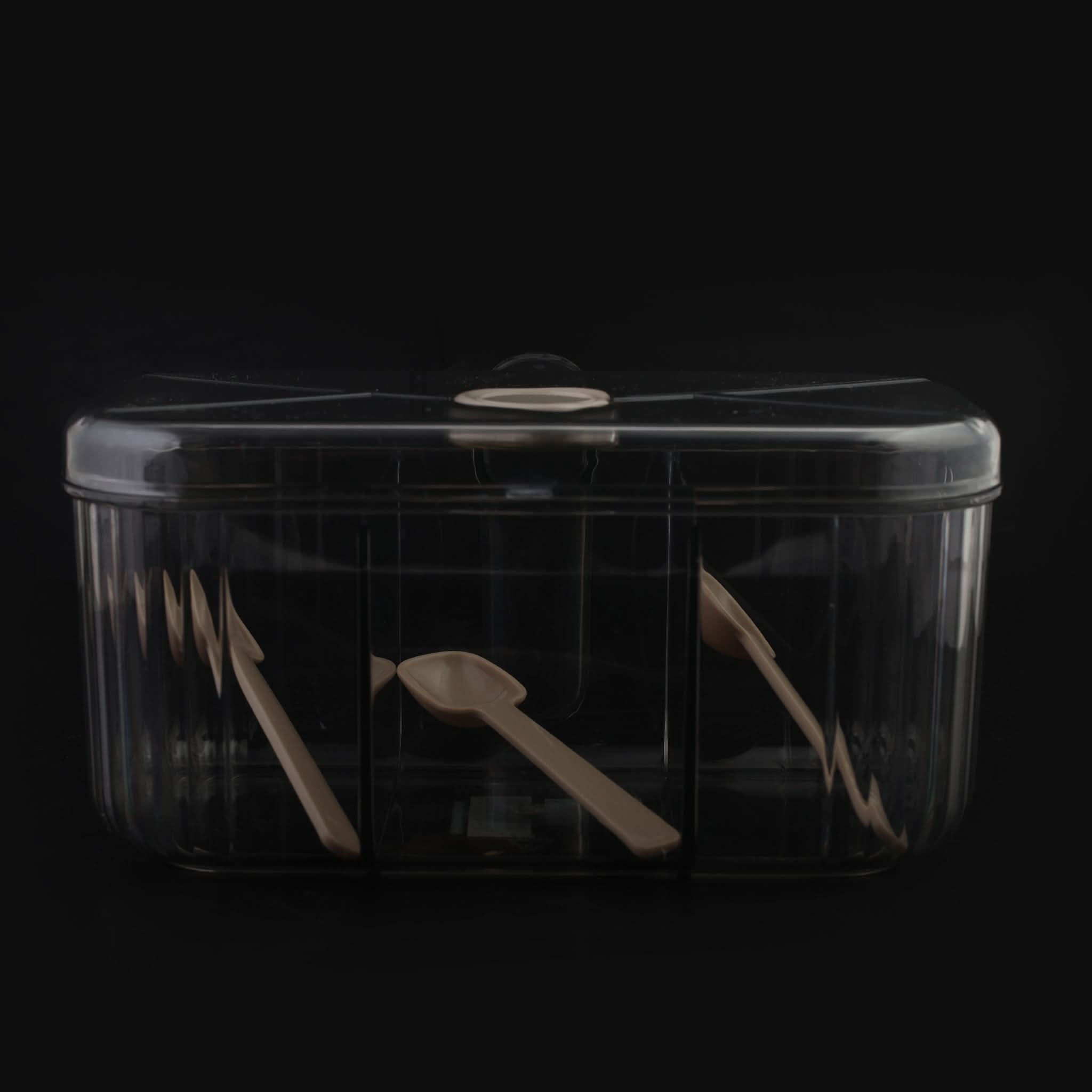 Spice Box 4 Section Square Shape - Grey, Spice Boxes, Chase Value, Chase Value