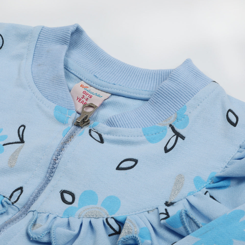 Girls Full Sleeves 3pcs Suit - Blue, Girls Suits, Chase Value, Chase Value