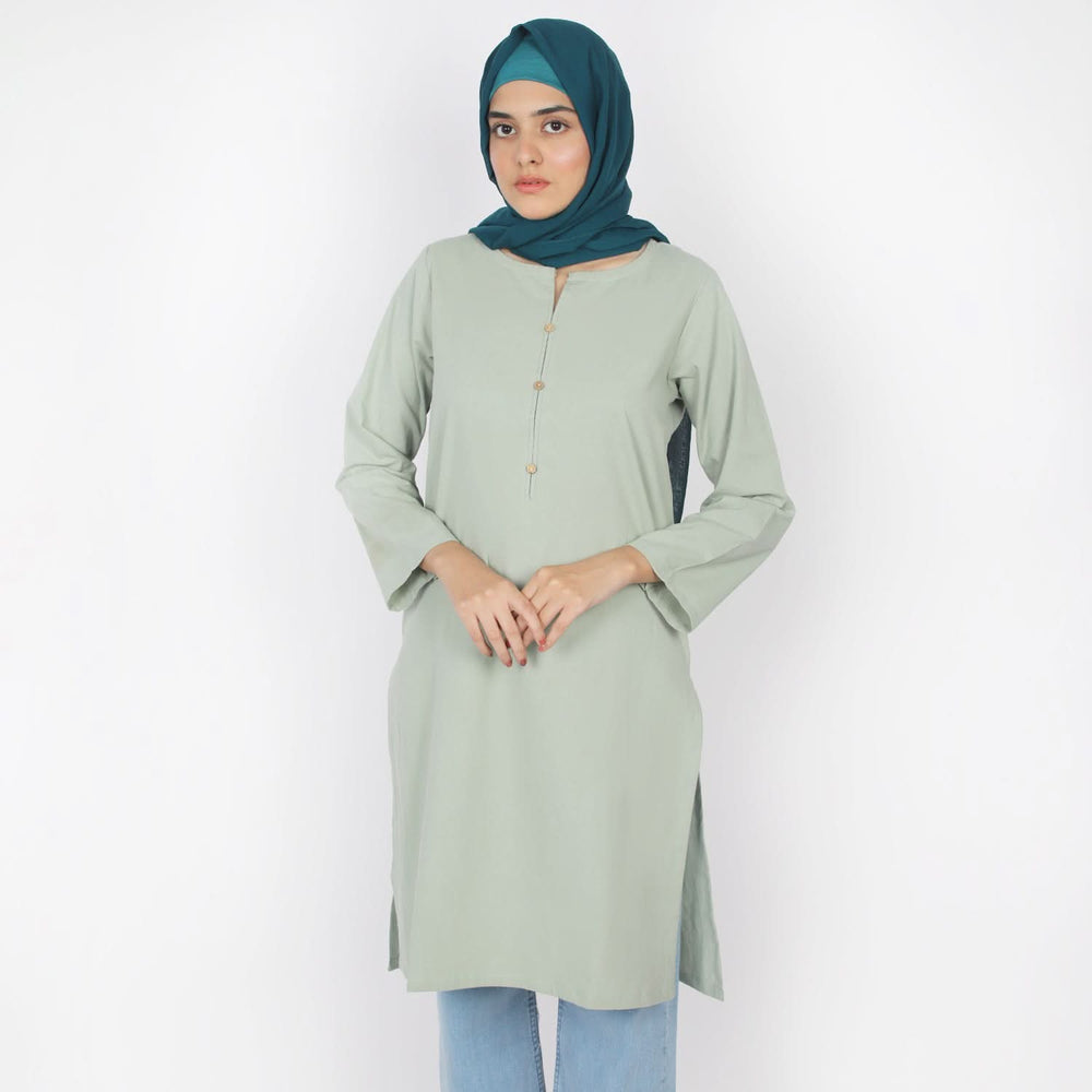 Women's Stitched Kurti - Light Green, Women Ready Kurtis, Chase Value, Chase Value